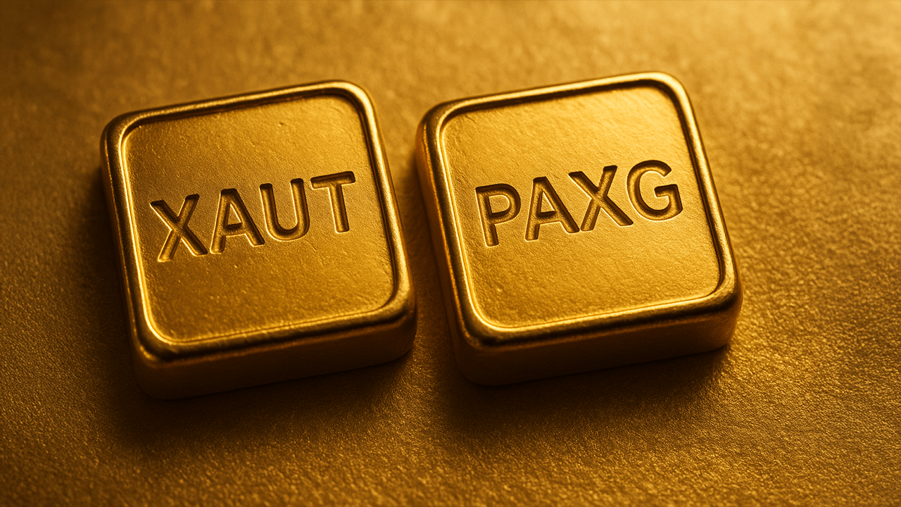 Close-up of a gold bar with digital blockchain overlays representing tokenized gold and blockchain technology integration.